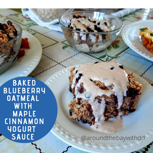 Baked Blueberry Oatmeal with Maple Cinnamon Yogurt&nbsp;Sauce